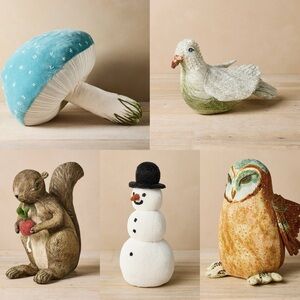 LAST CHANCE!  5 John Derian for Target Owl Squirrel Mushroom Dove snowman Pillow